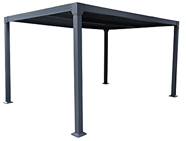 Jet-Line | Pavillon | Pergola | Dubai mit Lamellendach | Maße: 4 x3 m |anthrazit | UV Schutz | Beschattung Terrasse | Garten | Winterfest | Sonnenschutz | Sonnendach Aluminium