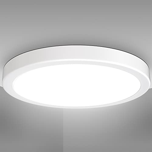 B.K.Licht - LED Deckenlampe mit neutralweißer Lichtfarbe, 24 Watt, 3000 Lumen, LED Deckenleuchte, Lampe, Wohnzimmerlampe, Schlafzimmerlampe, Küchenlampe, Deckenbeleuchtung, 38x5 cm, Weiß