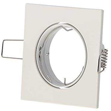 6x Einbaurahmen Set für Einbaustrahler weiß eckig schwenkbar aus Aluminium - Rahmen geeignet für GU10 MR16 LED und Halogen-Leuchtmittel - 65-70mm Bohrloch Gehäuse Einbau-Spot