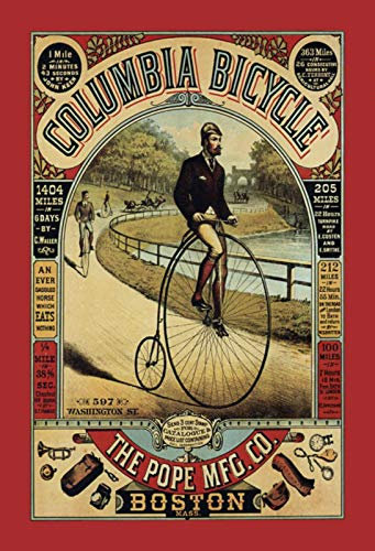 Tin Sign Retro Blechschild 20x30 cm mit Kordel Hochrad Fahrrad historische Werbung Columbia Bicycle Boston Wand Deko Bar Kneipe Cafe Sammler Geschenk