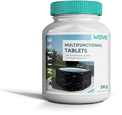 Wave Hot Tub Chemicals | Multifunctional Chlorine Tablets | Powerful Spa Sanitizer for Clean, Clear, and Safe Water | 5kg