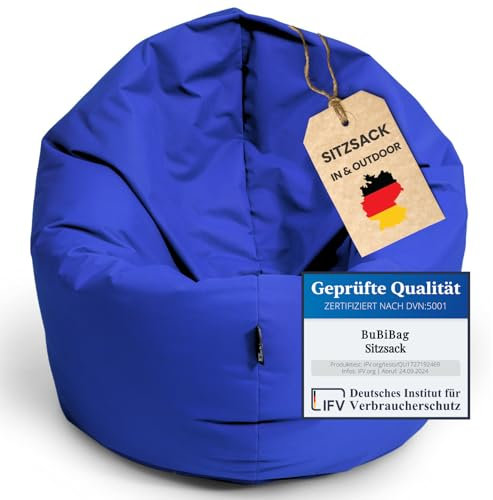 BuBiBag Riesensitzsack, Sitzsack für Erwachsene - Outdoor Sitzsäcke Indoor Beanbag - Sitzkissen für Kinder und Erwachsene (155 cm, Blau)