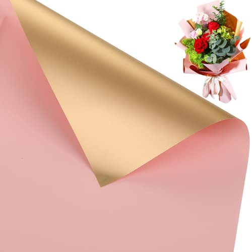 20 fogli a due colori doppia faccia Fiore Wrapping Paper, forniture per bouquet da fioristi,DIY Crafts, Impermeabile Floral Wrapping Paper 58 x 58cm(rosa)