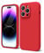 oakxco for iPhone 14 Pro Max Phone Case Liquid Silicone, Cute Thin Slim Soft Rubber TPU Plain Smooth Gel Cover for Women Girl, Matte Solid Protective & Shockproof, Red