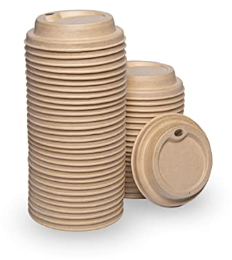 Love Nature Deckel für Pappbecher 250ml - 50 Stück Ø 80 mm für Kaffeebecher to Go - Weiß aus Zuckerrohr