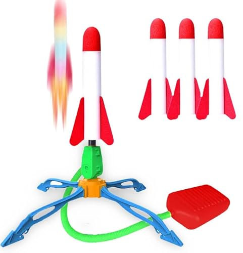 COO11 Kids Rocket Launcher Up To 10 Meters with 3 Rocket Angle Adjustable Base Toy Outdoor And Indoor Gifts for Kids Age 5+