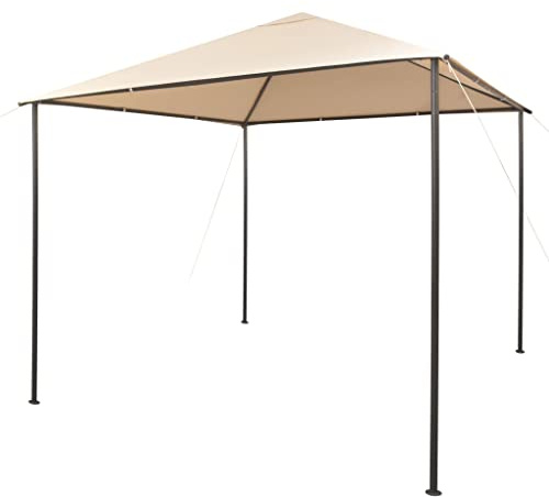 Tende per feste Tende Per fiere, festival e mercati Gazebo Padiglione Tenda Tettoia 3x3 m Acciaio Beige Protezione UV Mercatini per eventi all'aperto