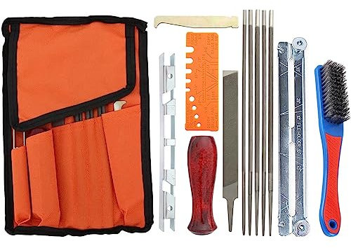 Annolai Kit de lima de afilador de motosierra, paquete de 13 limas de motosierra para afilar, lima redonda de motosierra de 5/32, 3/16, 7/32, 11/64 pulgadas, 13/64 pulgadas, lima plana de 6 pulgadas