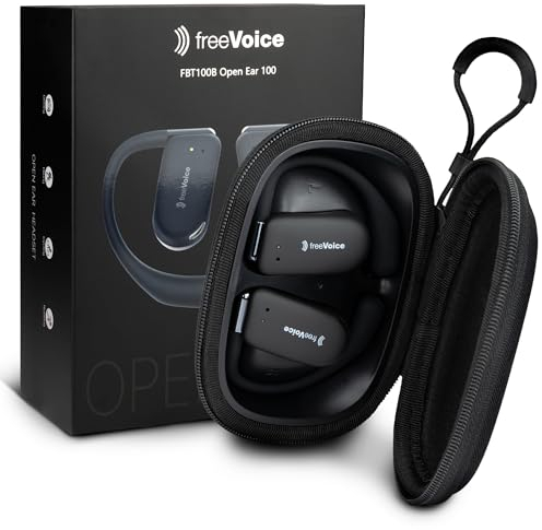 freeVoice Open Ear 100 Kopfhörer I Kabellose Bluetooth Kopfhörer I Ohrbügel Kopfhörer für Laufen, Training & Fitness I 10 h Gesprächszeit I Wireless Bluetooth Earbuds I leicht & wasserfest
