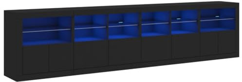 vidaXL Sideboard, Kommode mit viel Stauraum, Highboard Schrank mit LED-Leuchten, Anrichte Beistellschrank Standschrank, Modern, Schwarz