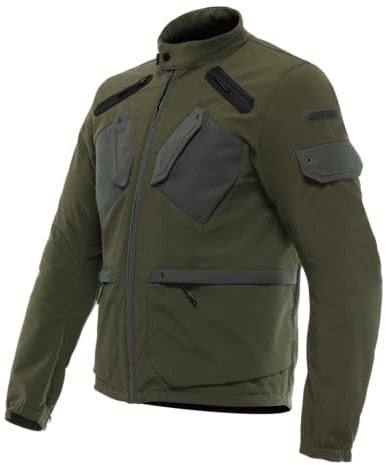 Dainese - Lario Tex Jacket, Chaqueta de Moto Urbana, con Protectores Extraíbles, Tejido Ventilado, Hombre, Verde, 48