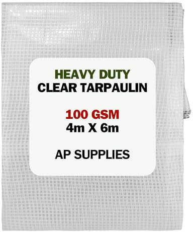 Clear Tarpaulin - 100gsm Thick - Waterproof, Weatherproof, Frost-Resistant, UV Protection, Universal, Multipurpose, Groundsheet, Camping, Boating, Hiking, Heavy Duty Sheet (4m x 6m)