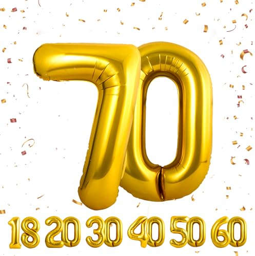 ballonluftballon 70 jahre | Gold 70 ballons-40-101cm 70 Geburtstagsdeko -70 Folienballon Zahl Deko zum Geburtstag fliegt mit Helium 70 Geburtstag für Männer Frauen 70 Geburtstagsparty Jubiläum…