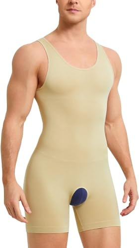 Gotoly Compressione Uomo Shapewear Bodysuit Snellente Intimo Modellante Full Body Shaper con Pantaloncini da Gamba Dimagrante Fascia Pancia Fitness Canottiera