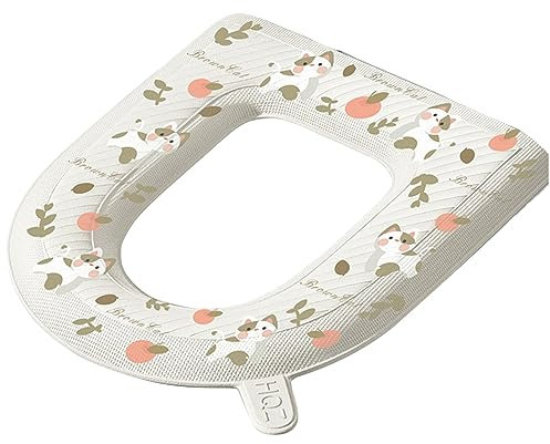 Qinlenyan Toilet Seat Cover Reusable Adorable Rabbit Cat Toilet Bowl Mat Sticker Decorative Waterproof Cat