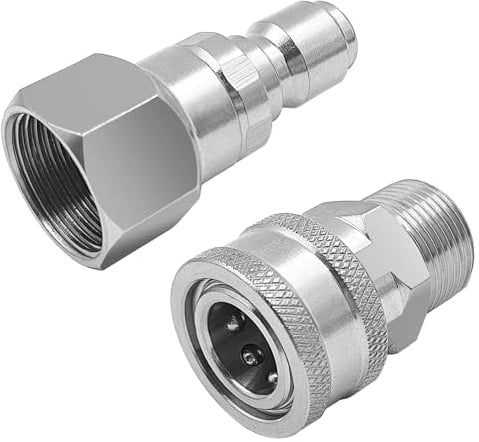 XYQMLY Pressure Washer Adapter Set, Swivel Fittings, M22 14mm to 3/8 Inch Quick Connect, Stainless Steel Quick Disconnect Swivel for Power Washer Hose, 5000 PSI
