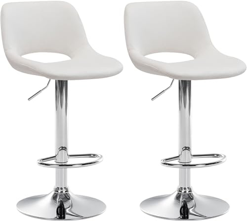 CLP 2er Set Barhocker Camden I Samt-Bezug, Farbe:Creme, Material Gestell:Metall in Chromoptik