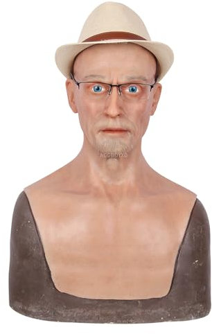 AGGBDYXO Silikonmaske Realistischer Alter Mann Alte Masken Kopfbedeckung Kopfbedeckung Neuheit Kopfbedeckung für Halloween Cosplay Party Maskerade Requisiten,Color 2,Males