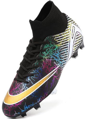 situkeke Herren Fußballschuhe High Top Spikes Fussballschuhe Jugendliche Cleats Professionelle Athletics Trainingsschuhe Outdoor Sport Weiß 45 EU
