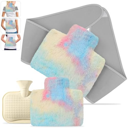 Hot Water Bottle Belt with Cover,Wrap Around Hot Water Bottle for Neck and Shoulder,130cm Extra Long Hot Water Bag,Halloween Christmas (Multicolor)