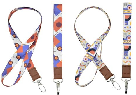 FZSECRIU Schlüsselband, Lanyard, Handyband, Schlüsselanhänger Band Kurz Und Lang (Geometrische Muster)