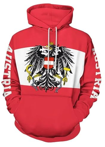 KETAFOUND Kapuzenpullover Mit Österreich-Emblem Und Flagge Für Herren Und Damen – Unisex-Kapuzenpullover Mit 3D-Tierprint, Lässiges Pulloveroberteil In Übergröße Mit Taschen