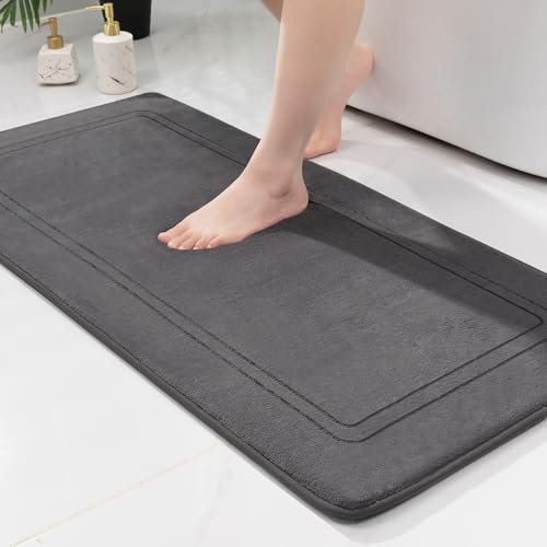 chakme Badematte rutschfest,Badezimmerteppich Weich Badteppich Saugfähige Badvorleger Duschvorleger Fussmatte für Badezimmer Dunkelgrau 60x120cm