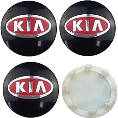 JianJunSuper 4 Stück Nabendeckel Auto für KIA K3 K5 Rio Sportage Sorento Optima Oprius Forte Soul Ceed Cerato,Langlebig Stabil Radnabenkappen Hochwertiges Radnaben Auto Zubehör,Black-2