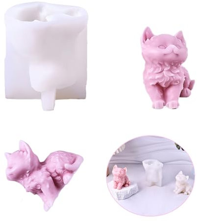 Kerzengießform Silikon，Suuwwn Kerzen Silikonform Silikonform Katze 3D Kätzchen Seifenform Katze Silikon Gipsform Kerzenformen Zum Gießen Tiere Tiere Kerzenform für DIY Basteln,Katze Tischdeko