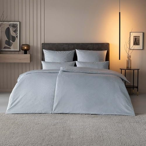 ESTELLA Schweizer Premium Satin Bettwäsche 135x200 Paul grau Uni 2174-810