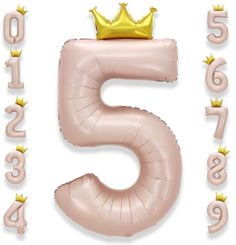 Palloncino Numero 5 Pastello Rosa: Grande 101 cm Elio Palloncini Rosa Compleanno 0-9 Anno/Anni Mylar Numeri Gigante Giganti per Festa di Baby Shower Anniversario Decorazioni