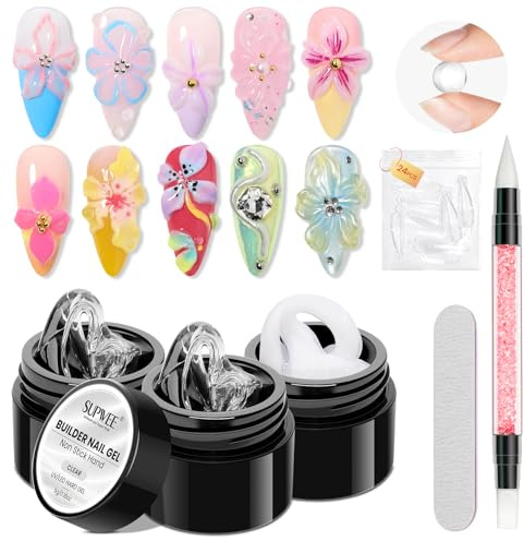 SUPWEE 3D Gel for Nails, Multifunctional Sculpting Gel Non-Stick Hand | Carving Building Extension 3D Molding Gels Kit with Nail Art Pen Manicure Salon DIY At Home 5g