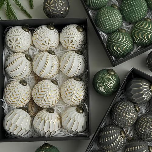 12 Stück Weihnachtskugeln Vintage Weihnachtskugeln PVC Weihnachtskugeln Bruchsicher Antike Christbaumschmuck Baumschmuck Rustikale Dekorationen für Innen Urlaub