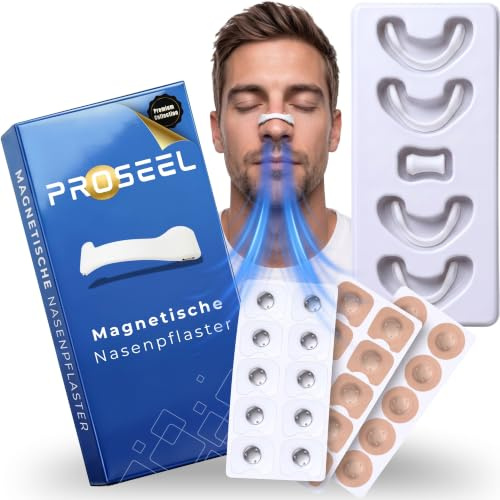 Magnetische Nasenpflaster - Professioneller Nasenspreizer Set mit 3 Patch-Varianten & Markenkleber - Schnarchstopper - Anti Schnarch Nasenstrips Atemhilfe - 4 Größen Starter-Set (Weiß)