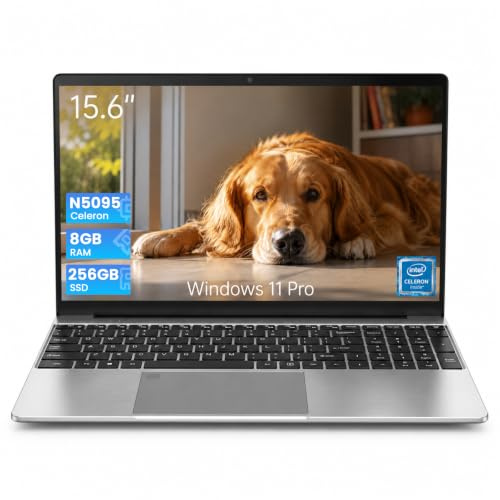 Breloom 2026 PC Portatile da 15.6, Computer Portatile con Win 11 Pro, IPS FHD Notebook Celeron N5095, Laptop 8GB RAM 256GB SSD, USB 3.0, HDMI, 1920x1080, Wi-Fi 5, Impronta/Tastiera retroilluminata