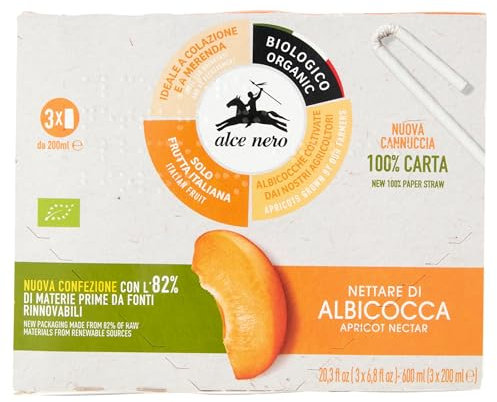 Nettare di albicocca italiana Alce Nero 3 x 200ml