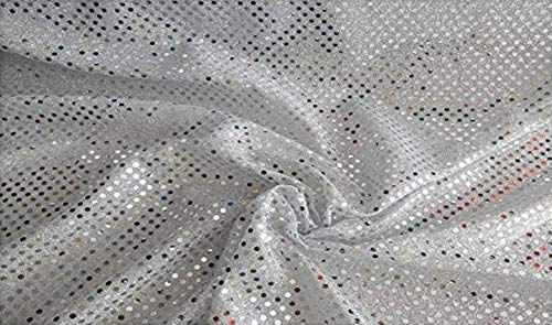 FABRICS-CITY SILBER/WEIß HOCHWERTIG PAILETTEN STOFF PAILLETTENSTOFF 3MM STOFFE, 2594