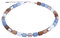 Adi-Modeschmuck Damenkette “Bärbel” aus Polaris- und lackierten Acrylzylindern, blau/braun Mix mit silbernen Akzenten. Handgefertigt in Berlin.