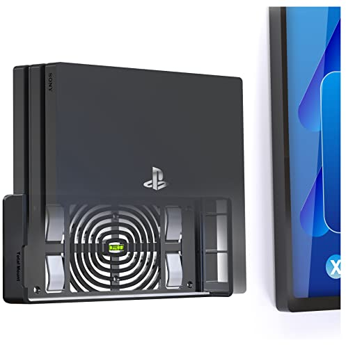 TotalMount Soporte de Pared para la Consola Sony Playstation 4 Pro con gestión del Calor y Clip de Seguridad Negro