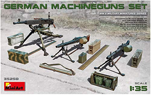 MiniArt 35250 1:35 Dt. Maschinengewehr-Set - originalgetreue Nachbildung, Modellbau, Plastik Bausatz, Basteln, Hobby, Kleben, Modellbausatz, Zusammenbauen, unlackiert