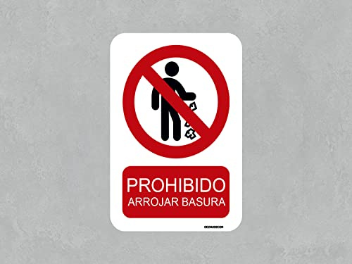 señaletica Outdoor verboten Aluminium 3 mm Ziehen Abfalleimer Größe A5 (21 x 14,8 cm) | señaletica in Material |