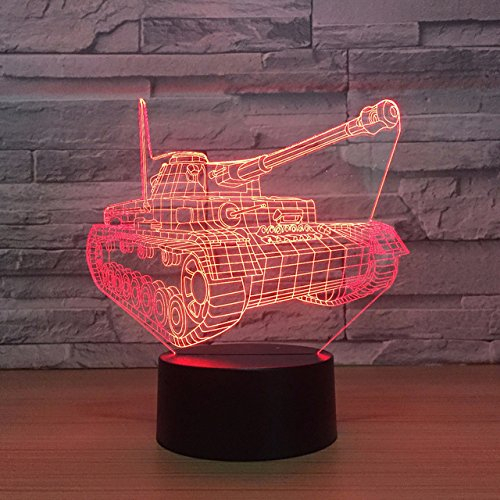 Jinson well 3D panzer tank led Lampe nacht licht optische Illusion Nachtlicht, 7 Farbwechsel Touch Switch Tisch Schreibtisch Dekoration Lampen Acryl Flat USB Spielzeug