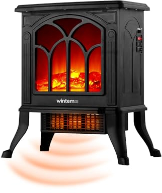 Persefone Caminetto Elettrico da Terra con Effetto fiamma e legna 750W / 1500W con controllo termostatico della temperatura e funzione di riscaldamento rapido