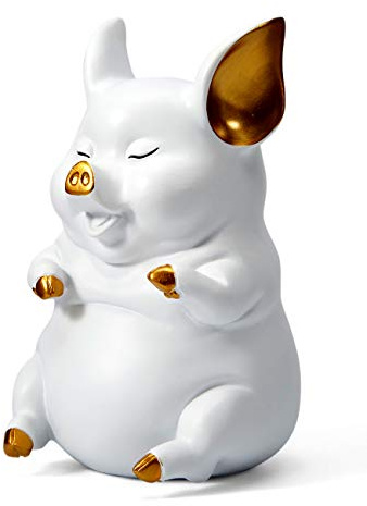 HAUCOZE Piggy Coin Bank Pig Sculpture Statue Modern Home Decor 8.3 Inch