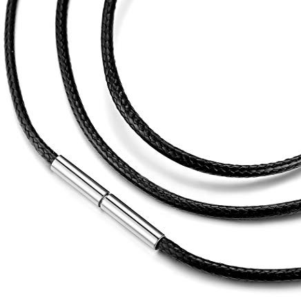 Suplight Surferkette Herren Lederkette für Anhänger Charms, 56cm lang Kautschukband 2mm wasserdichte Wachsschnur Lederhalsband mit 316L Edelstahlverschluss DIY Lederschmuck Accessoire