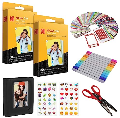 Kodak 2x3ʺ Premium Zink Papier 100er-Pack Einklebebuch-Bundle