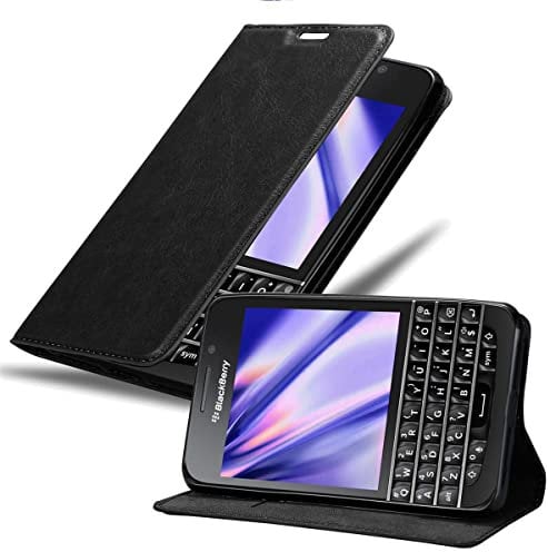 cadorabo Coque pour Blackberry Q10 en Noir Nuit - Housse Protection avec Fermoire Magnétique, Stand Horizontal et Fente Carte - Portefeuille Etui Poche Folio Case Cover