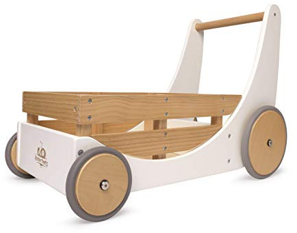 Kinderfeets 2-in-1-Wagen und Lauflernwagen aus Holz - Weiß