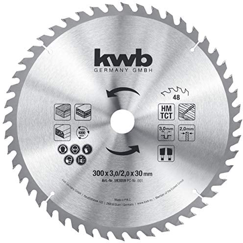 kwb Lama per sega circolare da costruzione 300 x 30, denti alternati per tagli medi, uso universale per legno da costruzione e altro ancora