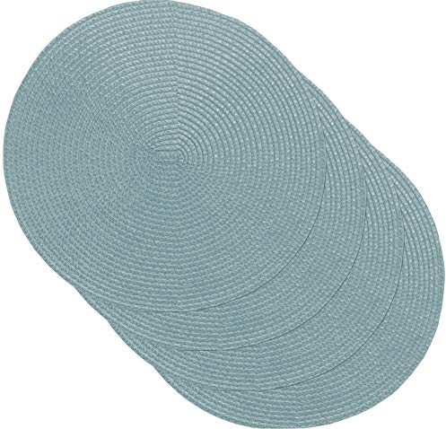 Venilia Tischset Blau Rund, Platzset, Tischwäsche, Platzdeckchen für Esszimmer, gewebt, 4er Set, lebensmittelecht, 38 cm, 4 Stück, 59125